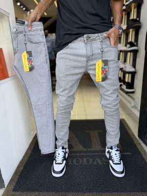Calça City Denim cinza lisa