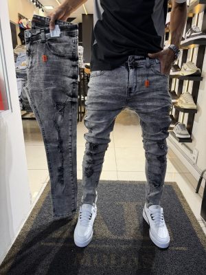 Calça City Denim Rasgadinha cinza