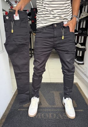 Calça City Denim preta lisa