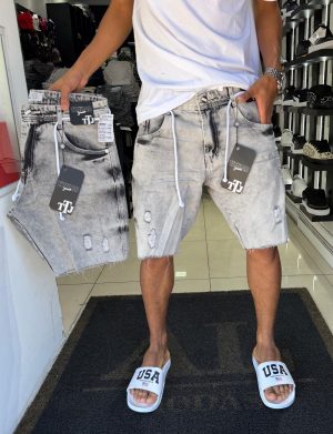Bermuda Titular Jeans cinza cordão