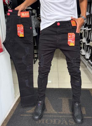 Calça Brow Jeans Preta rasgada