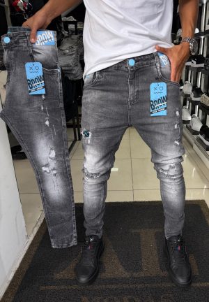 Calça Brow Jeans grafite rasgada